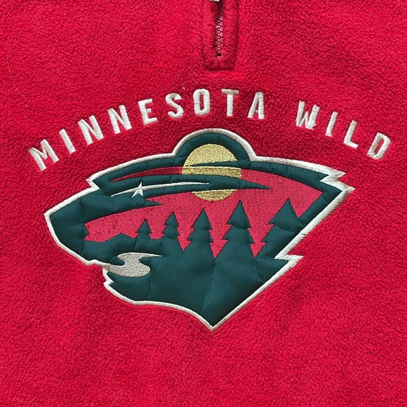 Vintage 90s/Y2K Reebok NHL Minnesota Wild Cut & Sew Embroidered 1/4 Zip Fleece - Picture 4 of 7